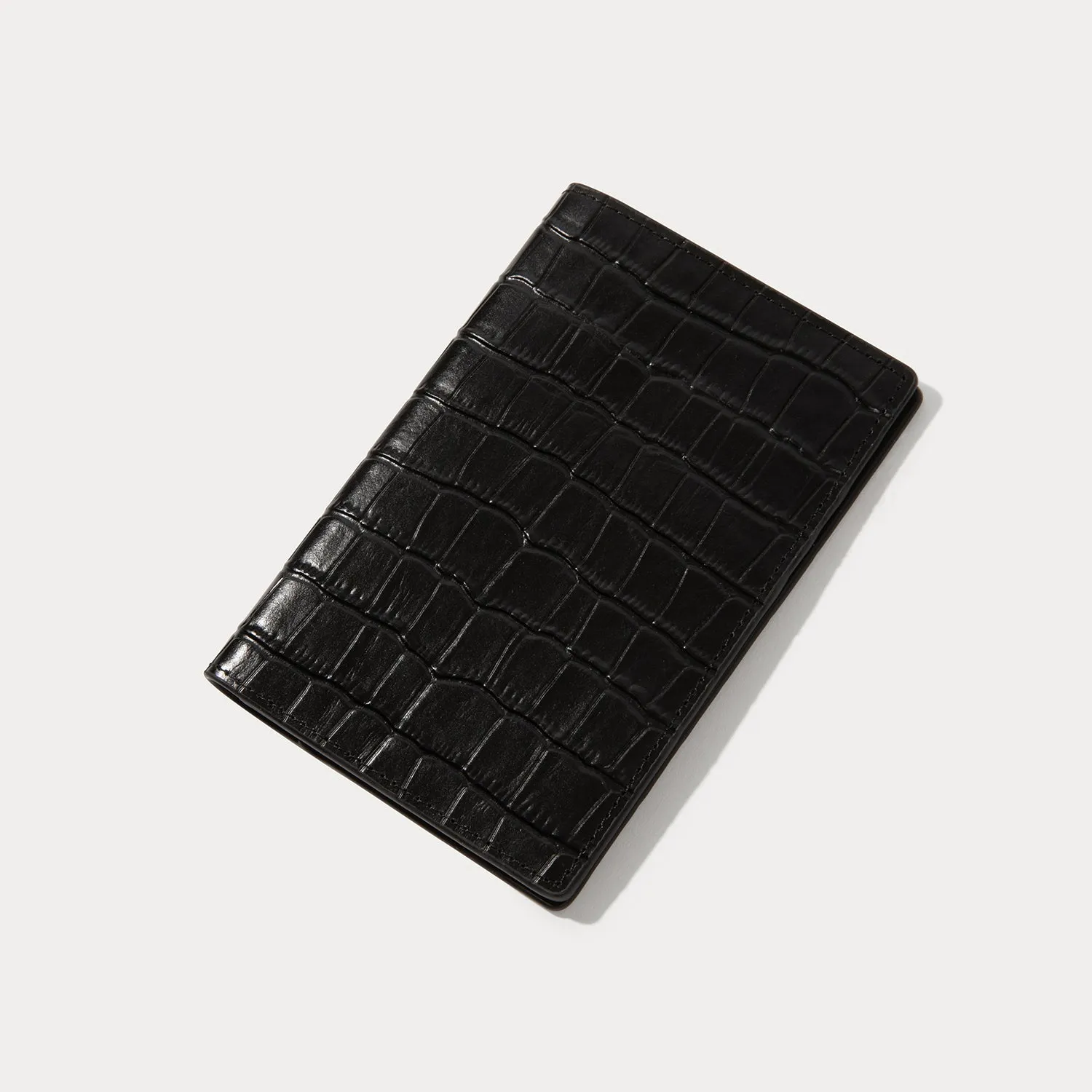 Passport Holder - Black Croc/Gold