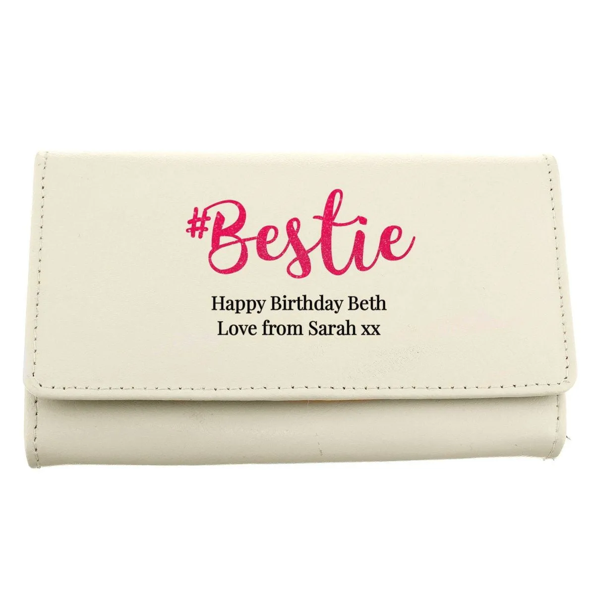 Personalised #Bestie Cream Purse