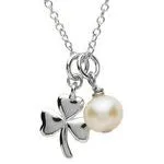 PlatinumWare Small Shamrock and Pearl Pendant