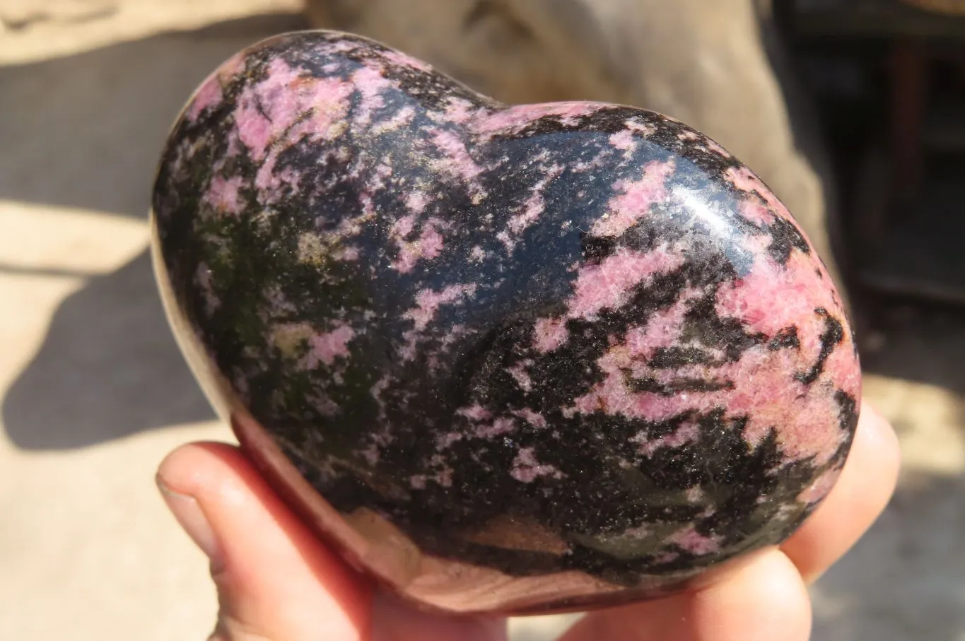 Polished Rhodonite Hearts x 4 From Ambindavato, Madagascar