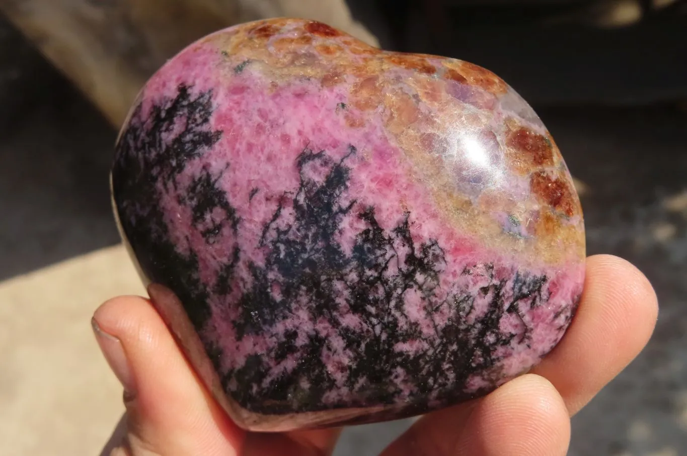 Polished Rhodonite Hearts x 4 From Ambindavato, Madagascar