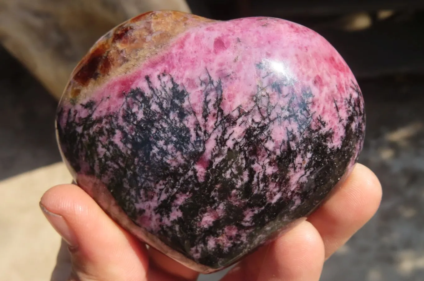 Polished Rhodonite Hearts x 4 From Ambindavato, Madagascar