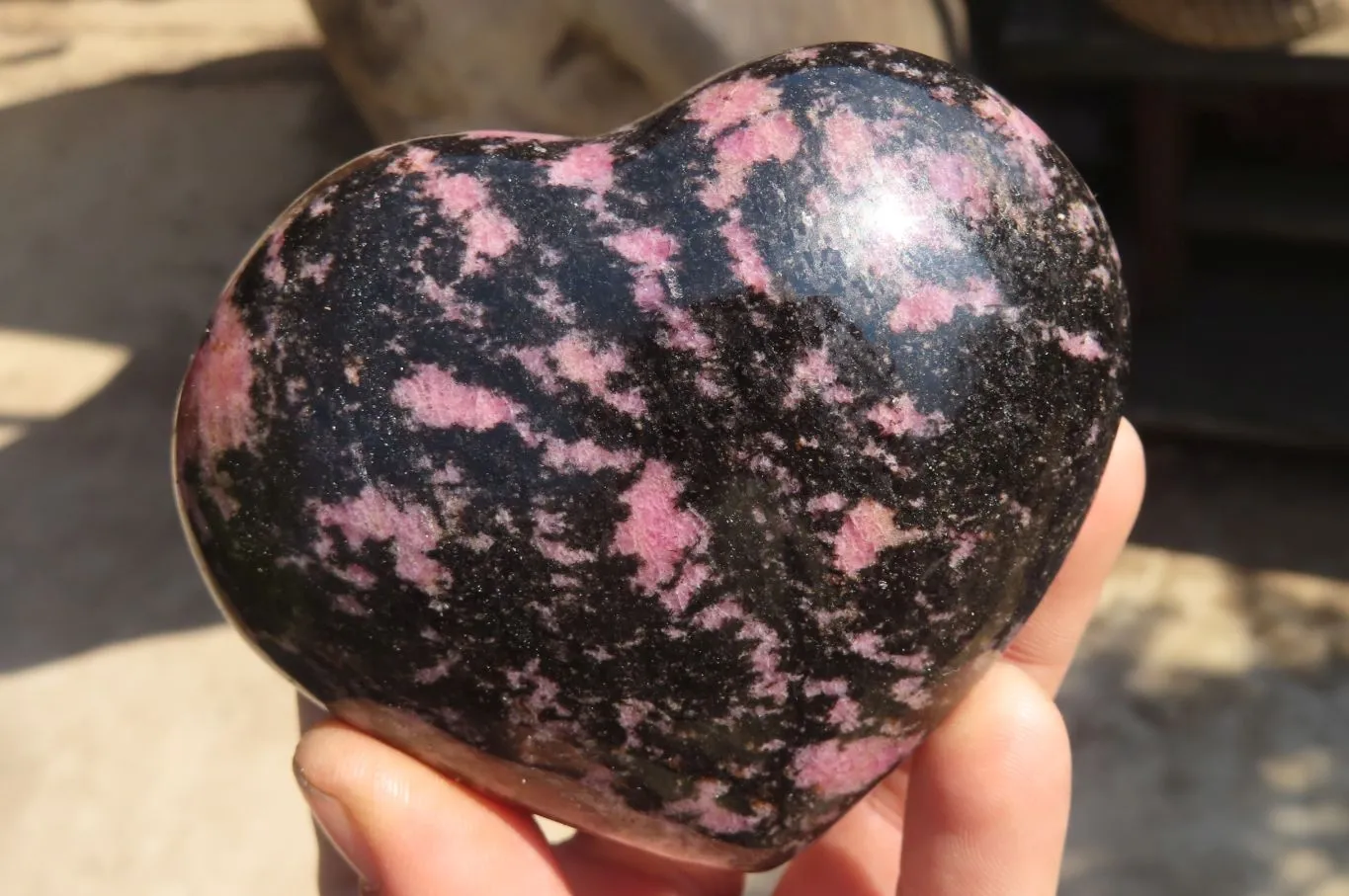 Polished Rhodonite Hearts x 4 From Ambindavato, Madagascar