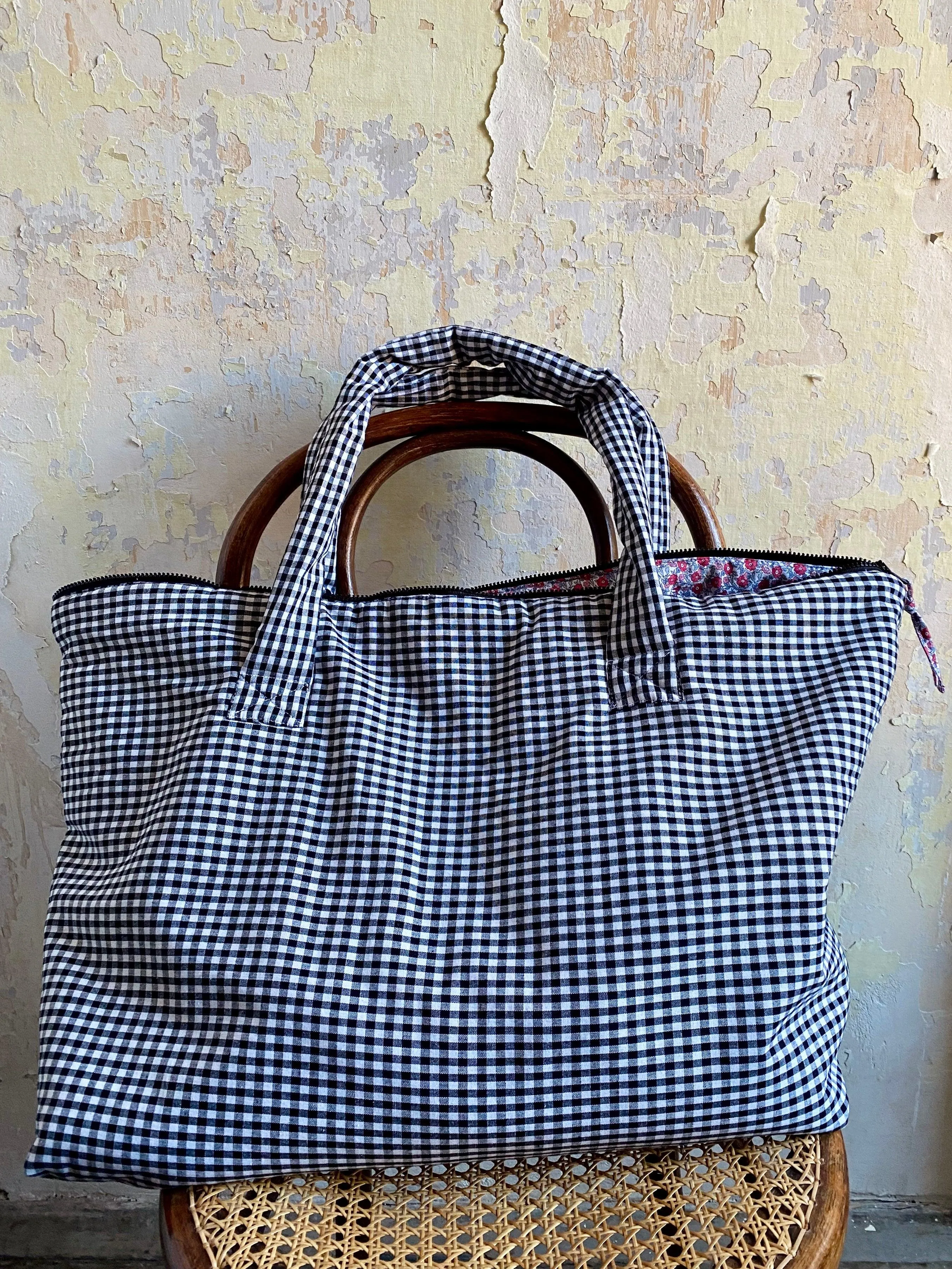 Portobello oversized bag/carry all - black gingham