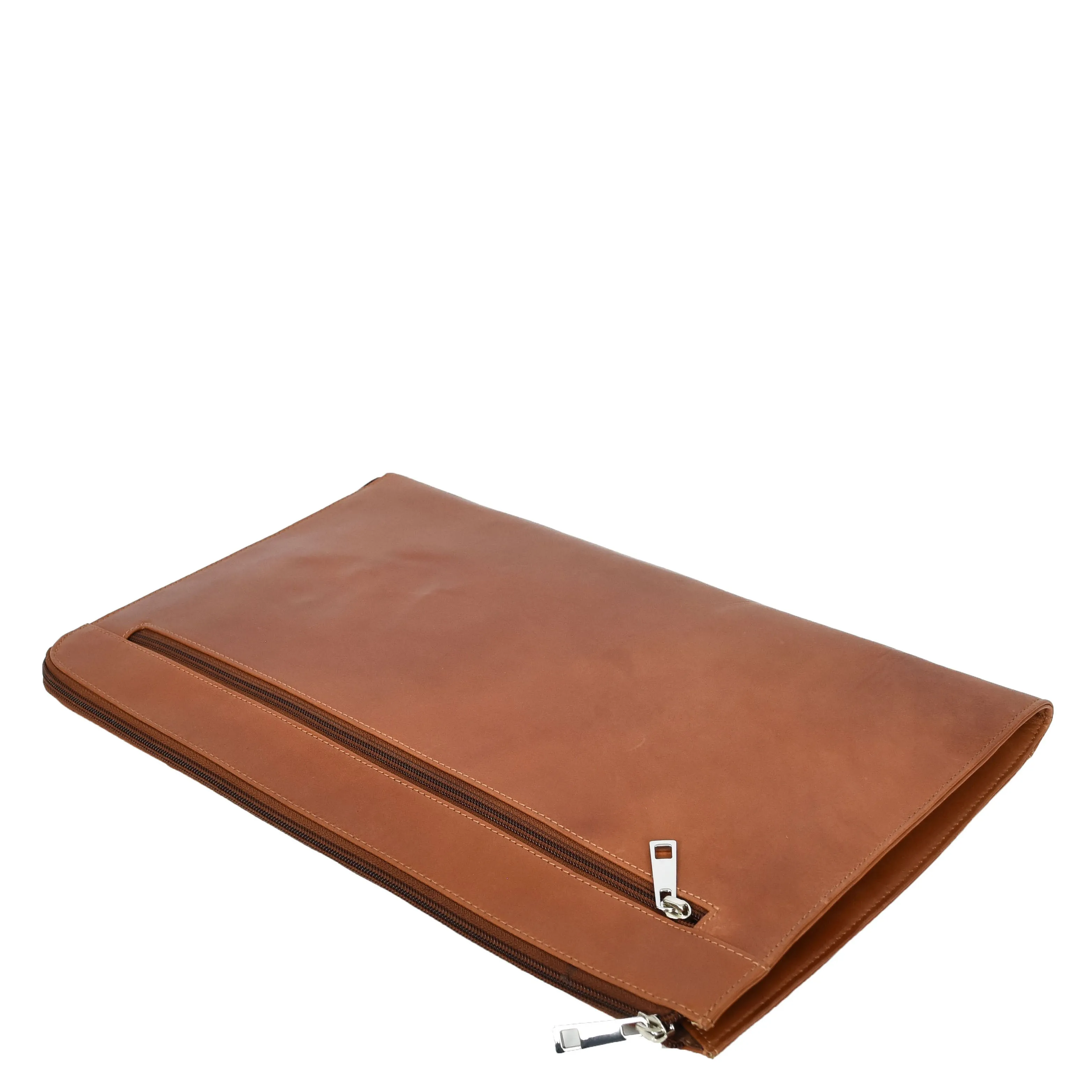 Real Leather Portfolio Case A4 Business Document Organiser Folio Underarm Bag Doc Cognac