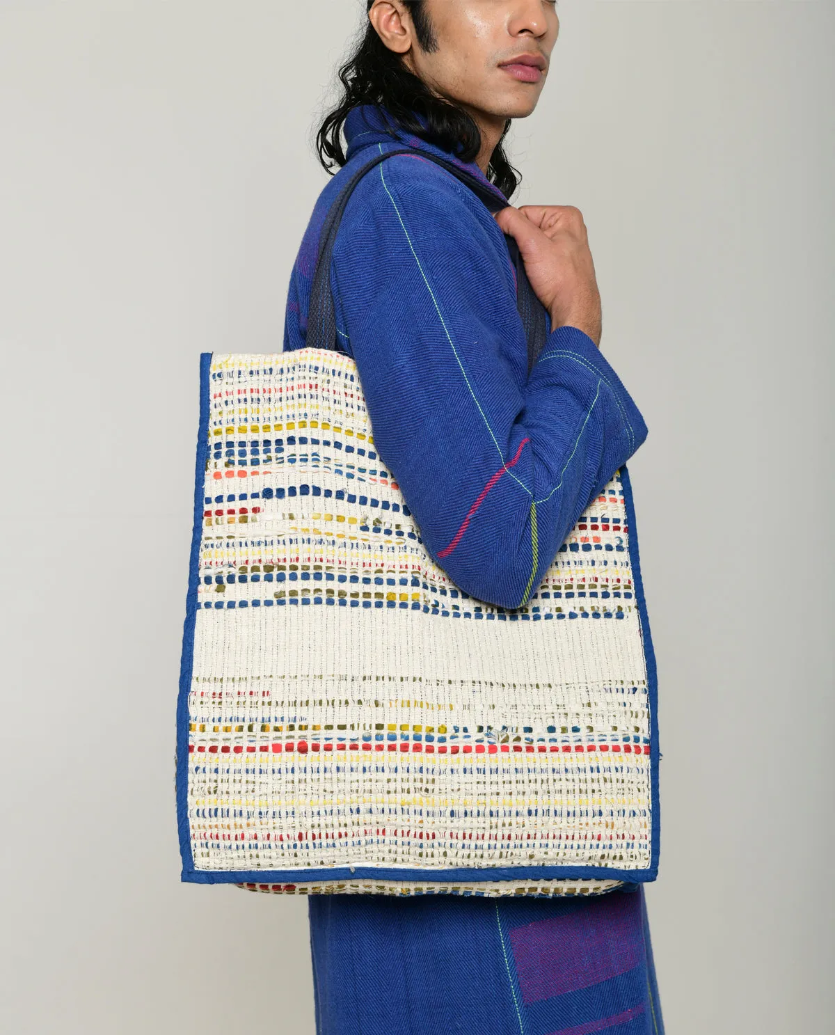 Recycled White Multi Colored Bag