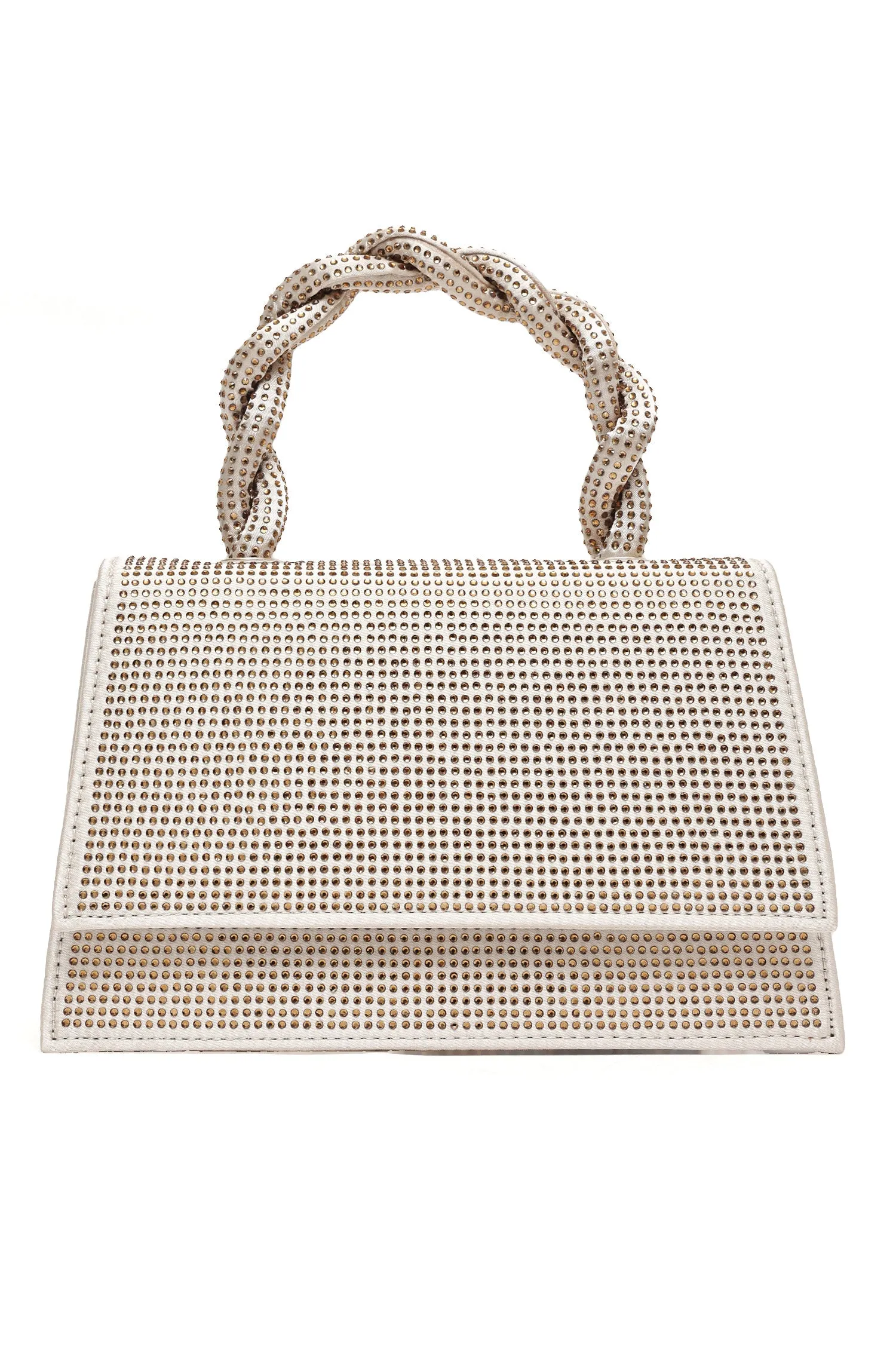 Rhinestone Handle Evening Bag-Gold