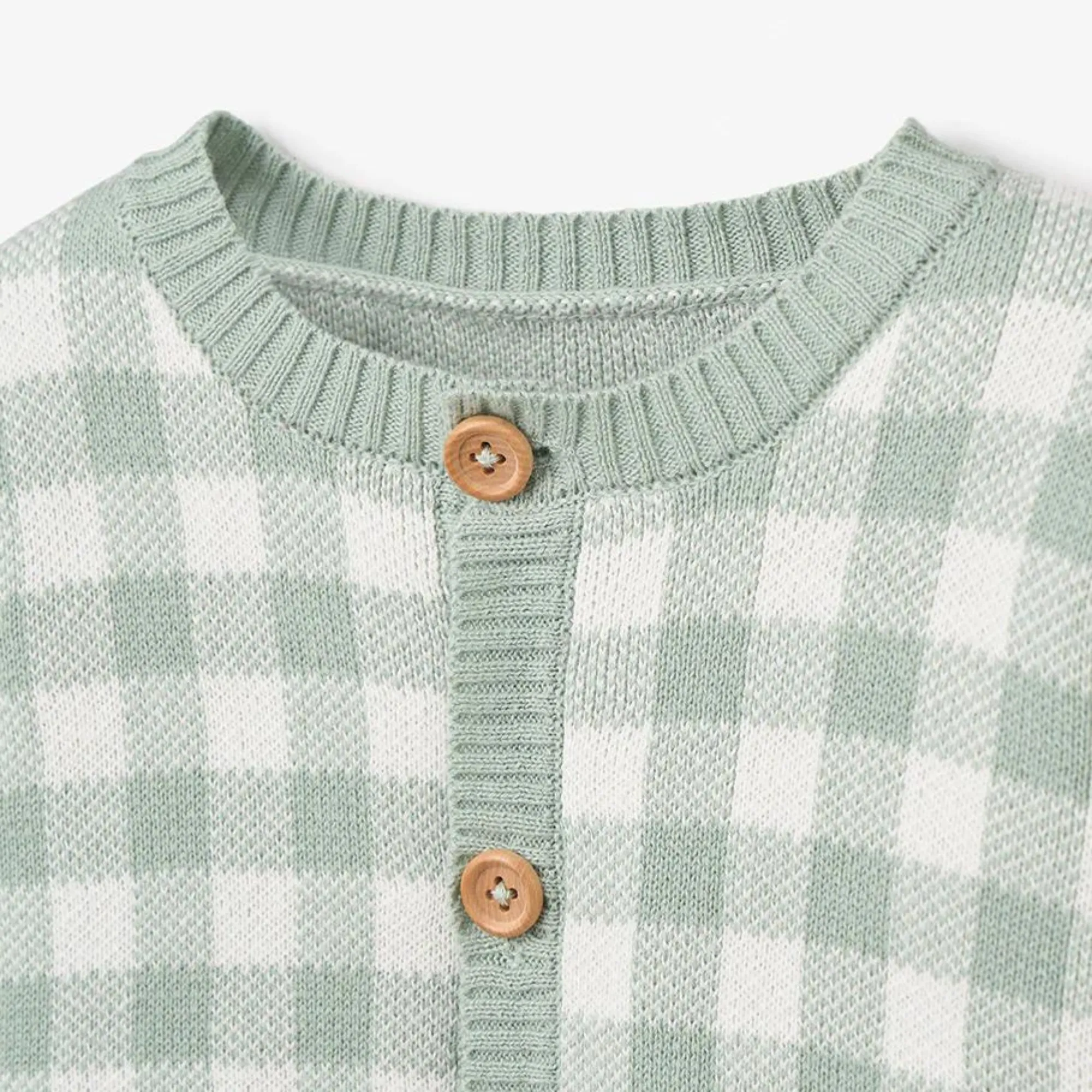 Sage Gingham Cardigan