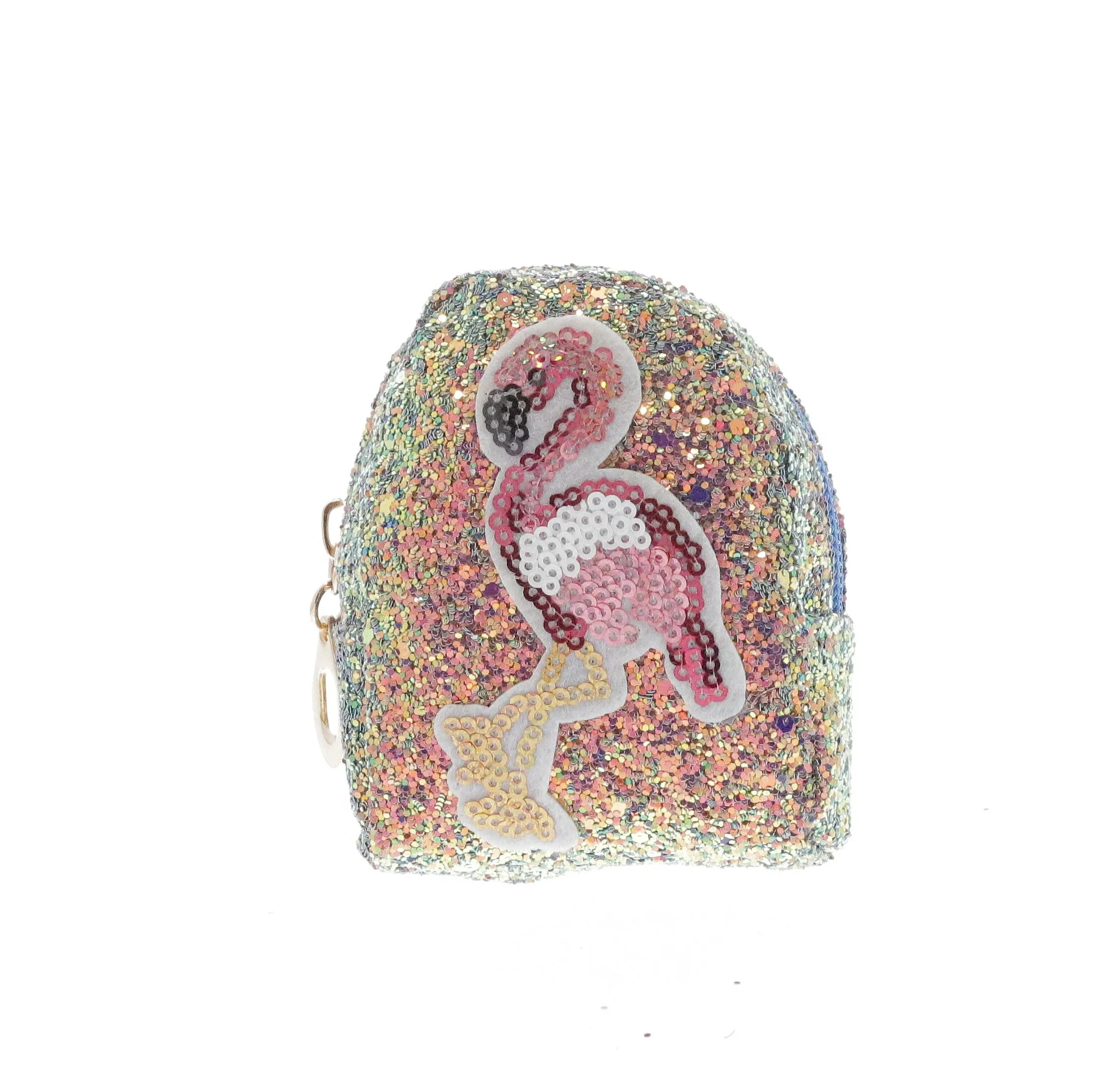 Sequin Flamingo Coin Bag Key Chain