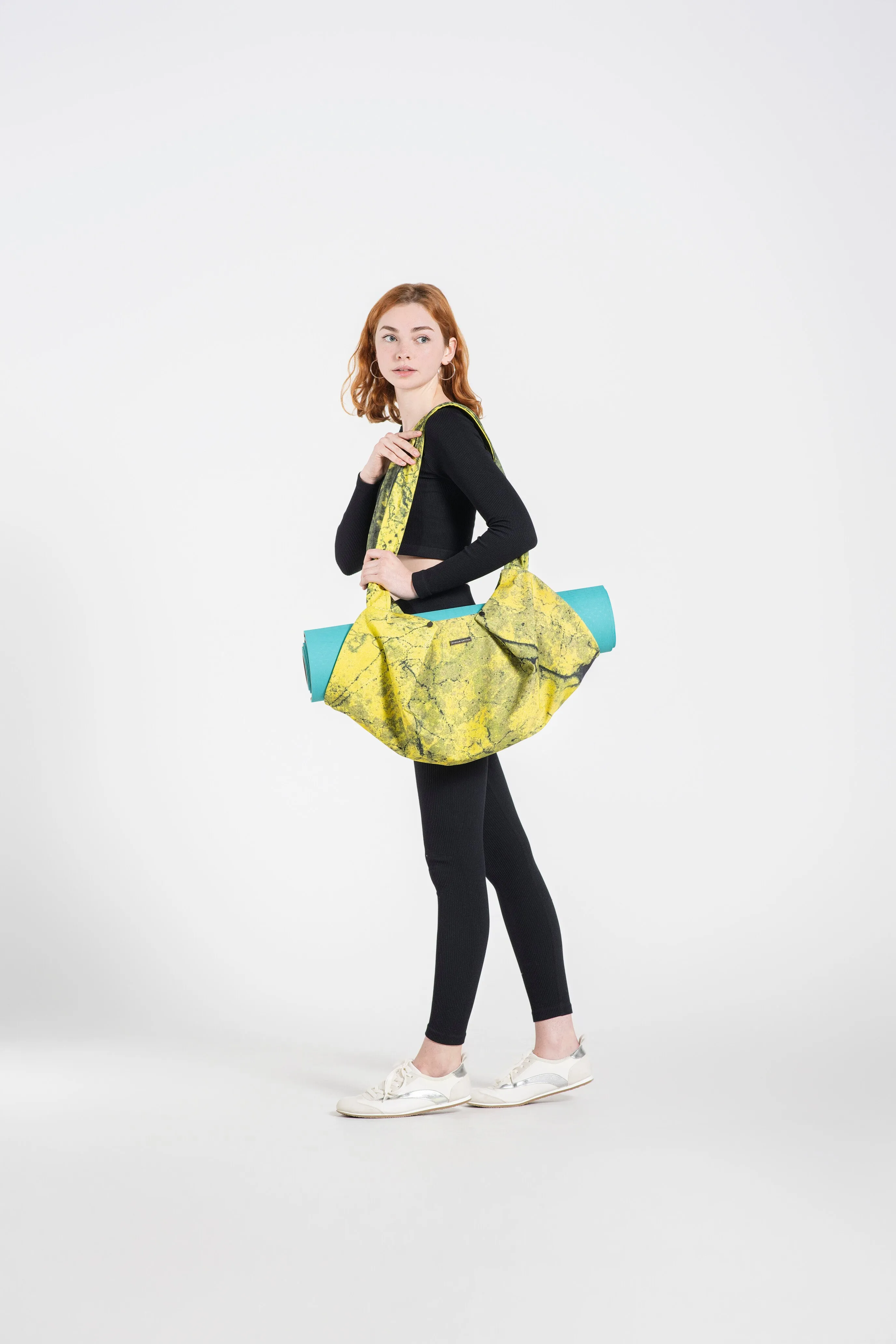 Shoulder Strap Yellow Yoga Bag with Zipper