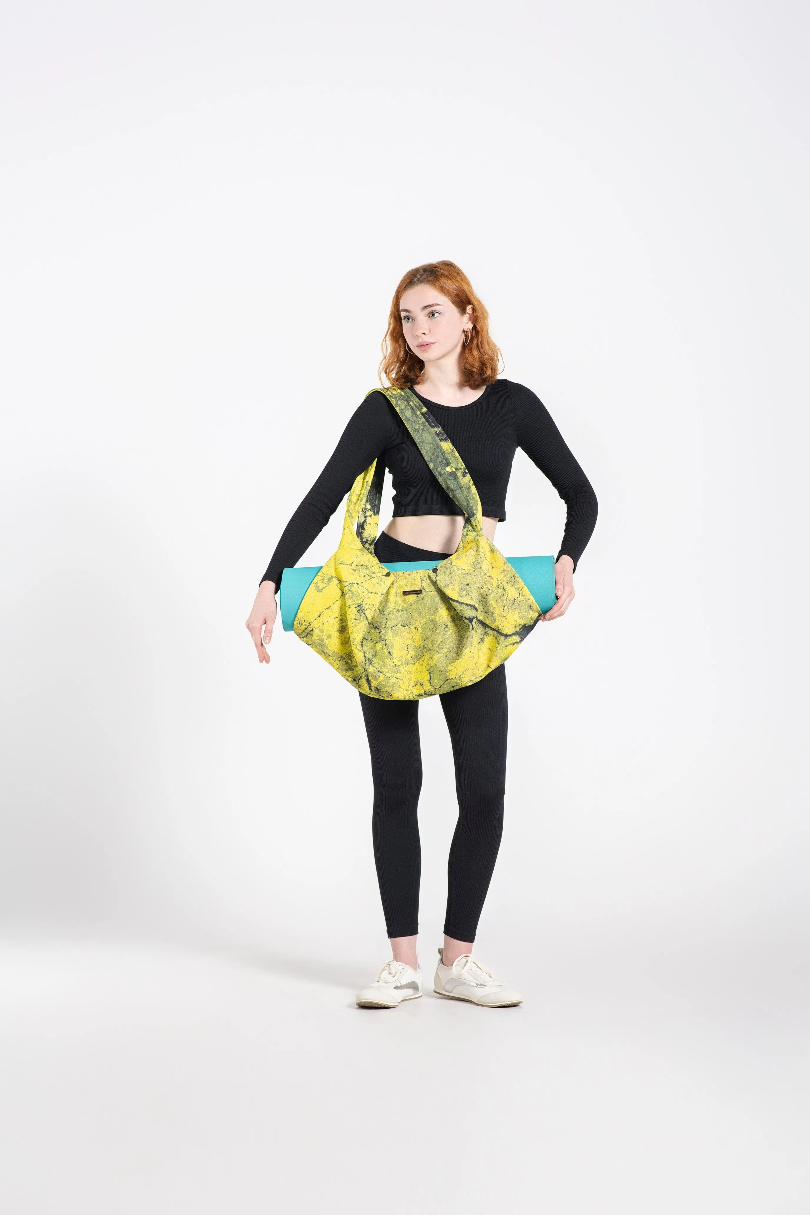 Shoulder Strap Yellow Yoga Bag with Zipper