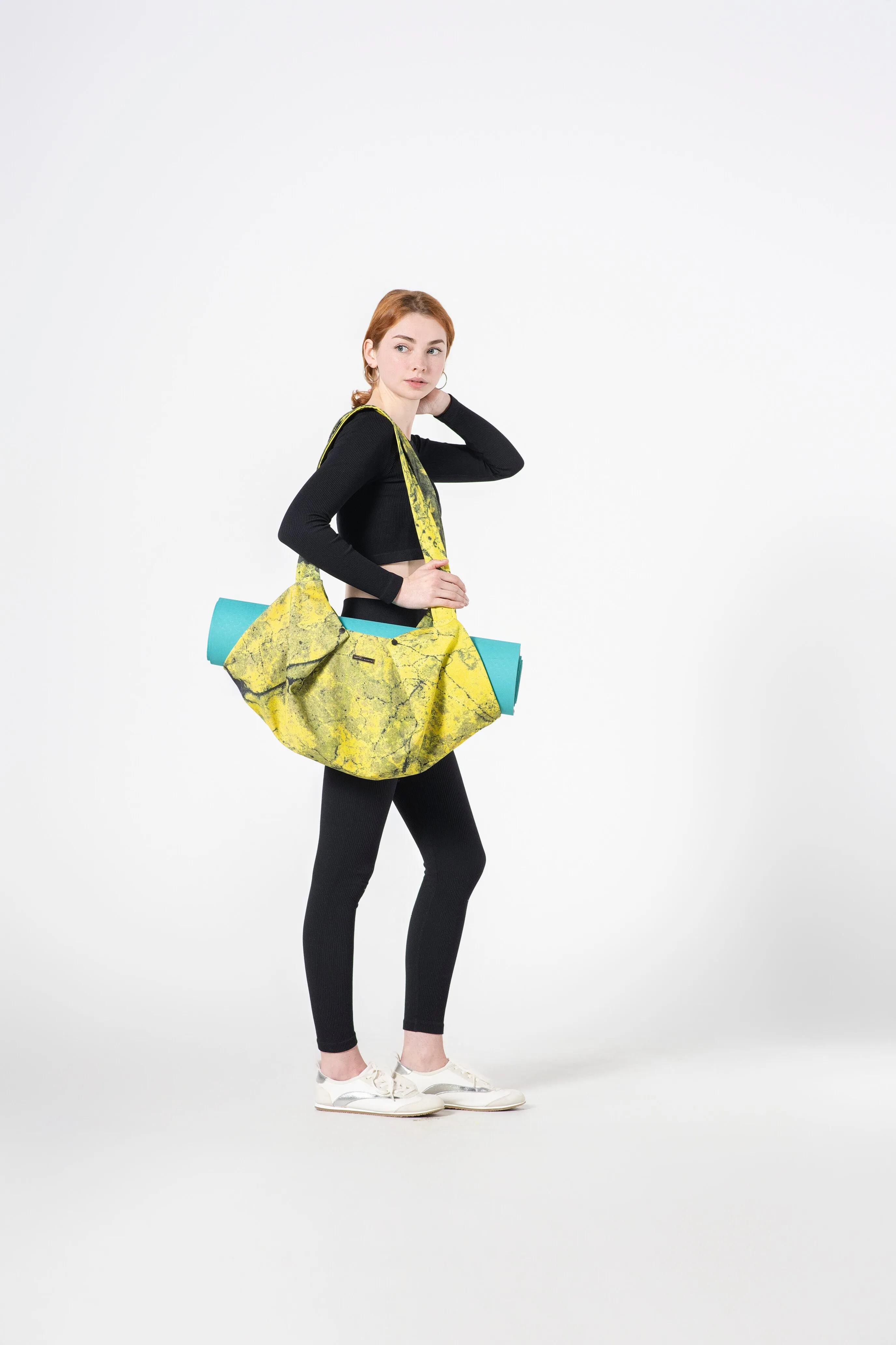 Shoulder Strap Yellow Yoga Bag with Zipper