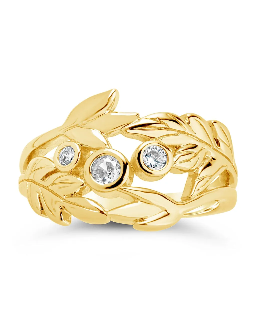 Sicily CZ Leaf Ring