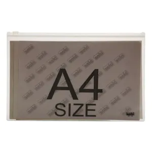 Solo Zipper Document Bag Transparent White A4 MC 106