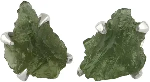 Starborn Creations Moldavite Rough Gemstone Post style earring 925 Sterling Silver