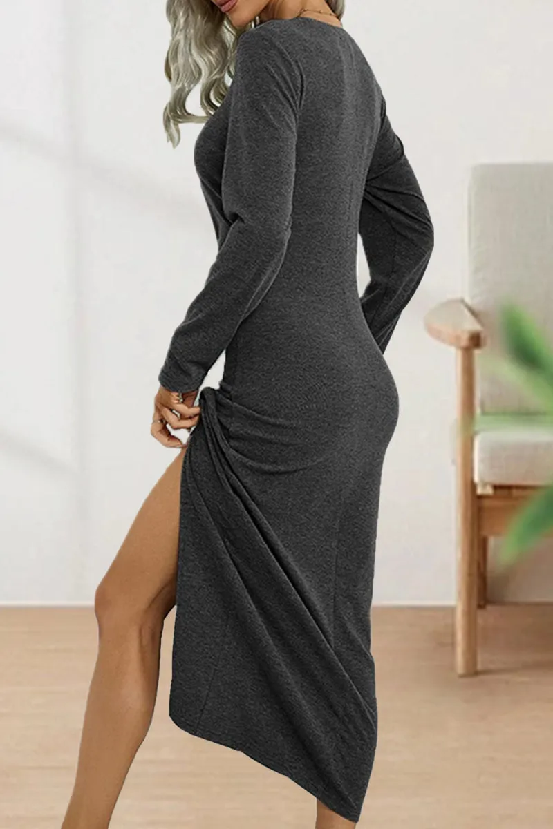 Sweet Elegant Solid Fold O Neck Sheath Dresses