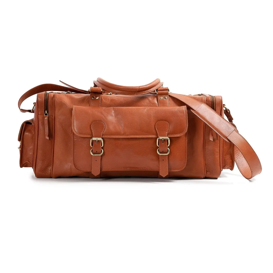 Tan Leather Duffle Bag