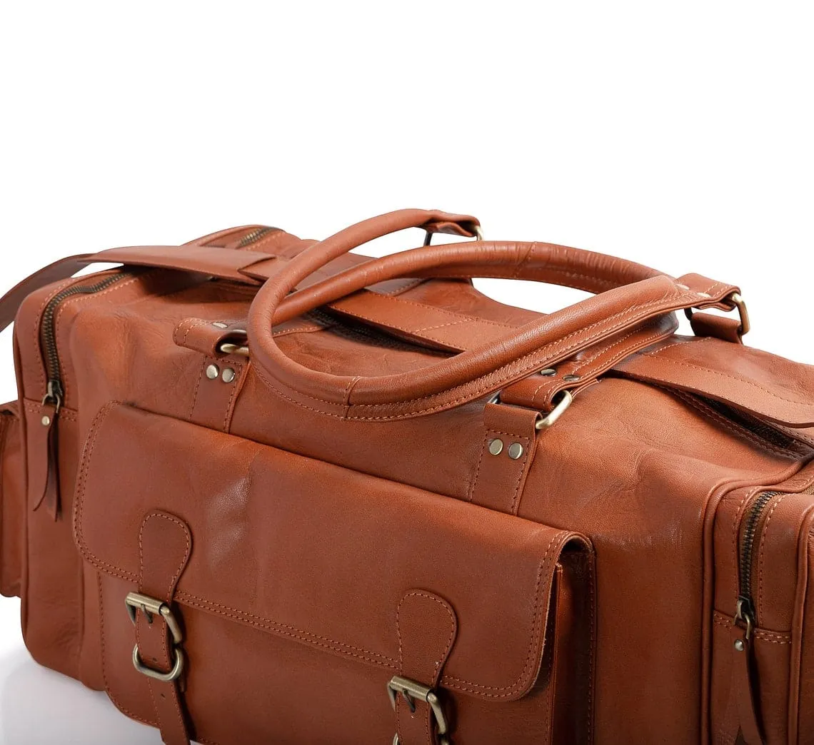 Tan Leather Duffle Bag