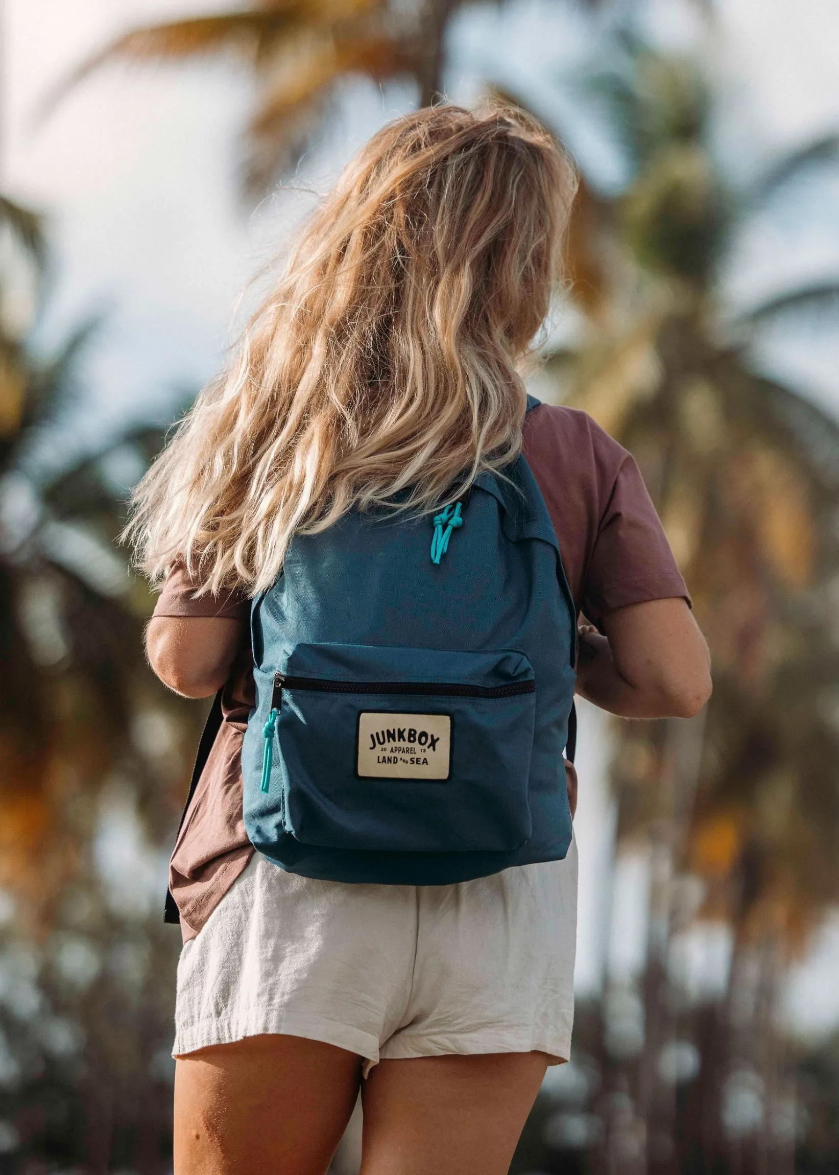 'The Classic' Recycled Backpack in Petrol Blue