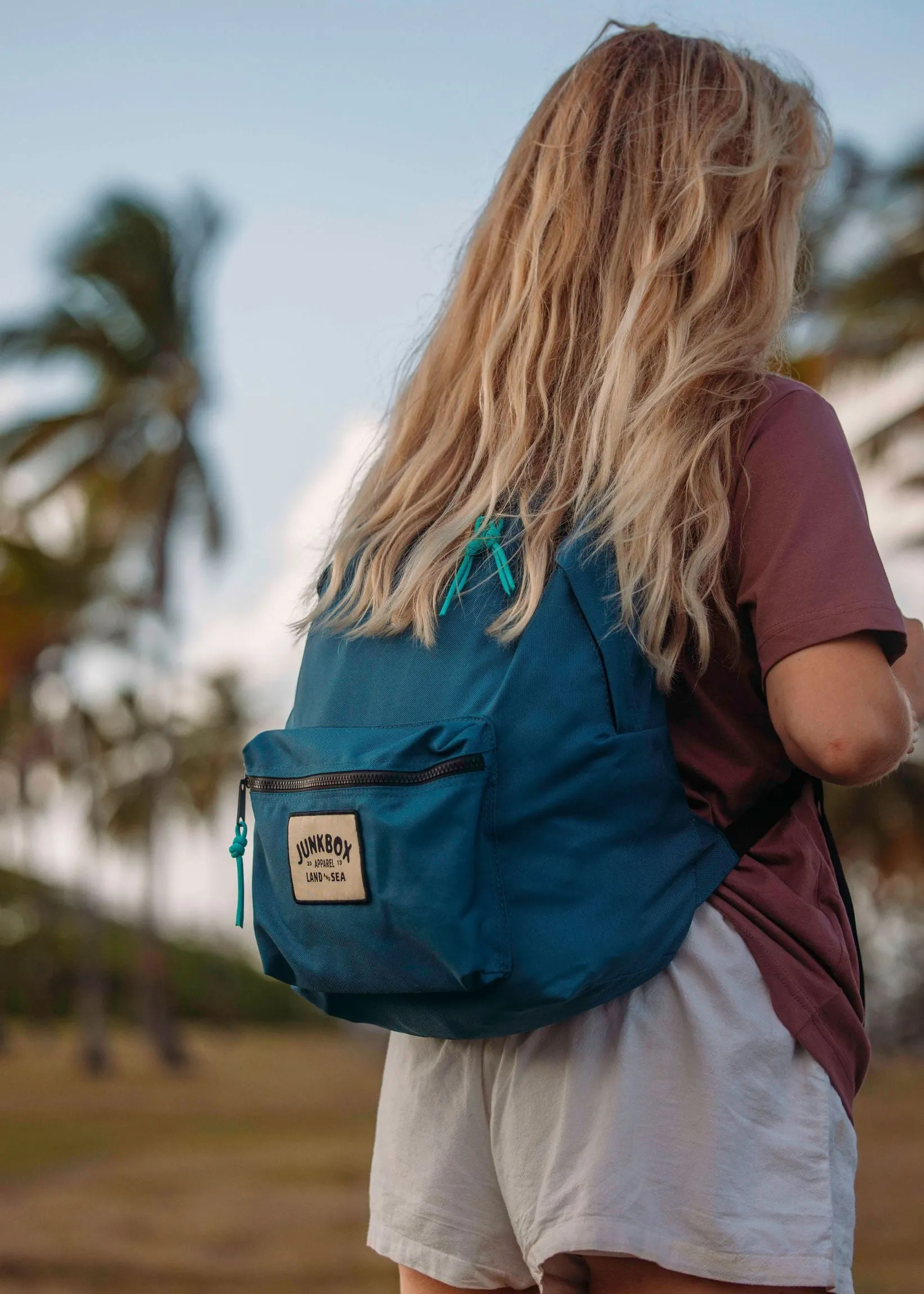 'The Classic' Recycled Backpack in Petrol Blue