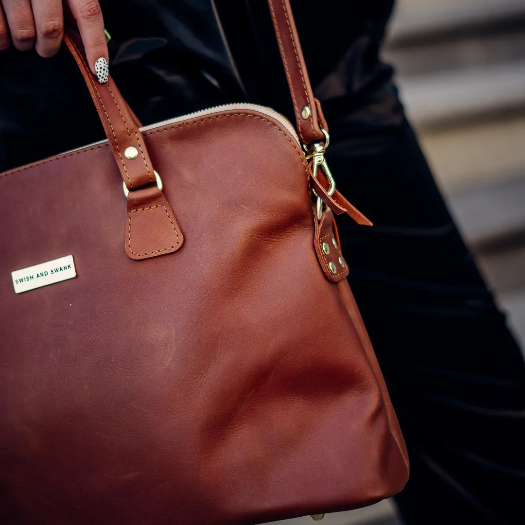 The Slim Ladies Leather Briefcase - Warm Tan