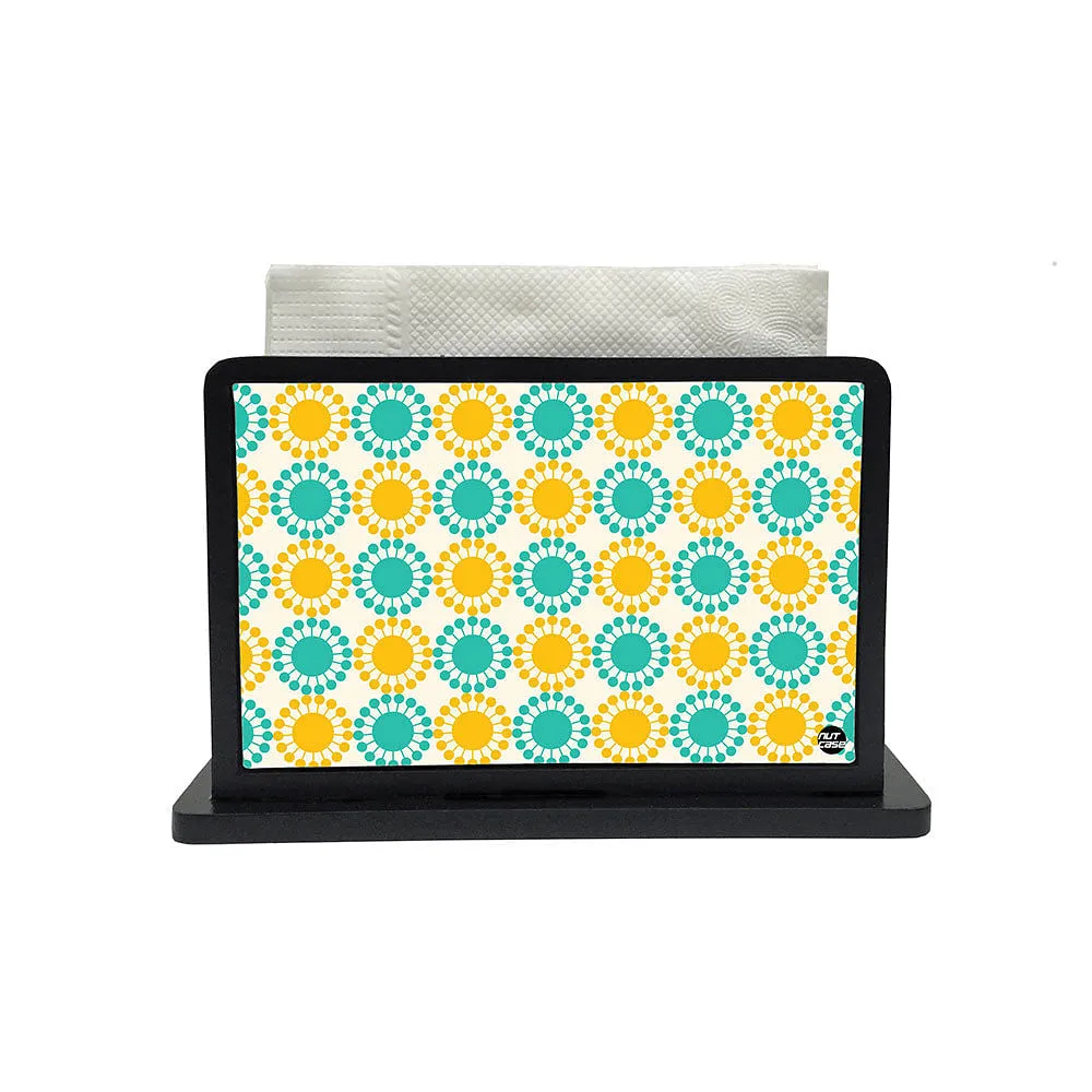 Tissue Holder Paper Napkin Stand - Floral Yellow And Blue