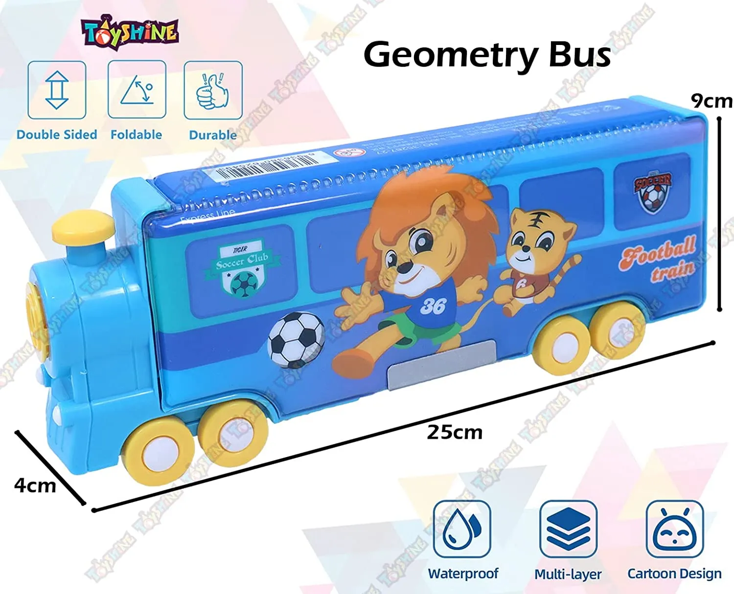 Toyshine Train Pencil Box with Moving Tyres and Sharpner for Kids - Pink / Blue