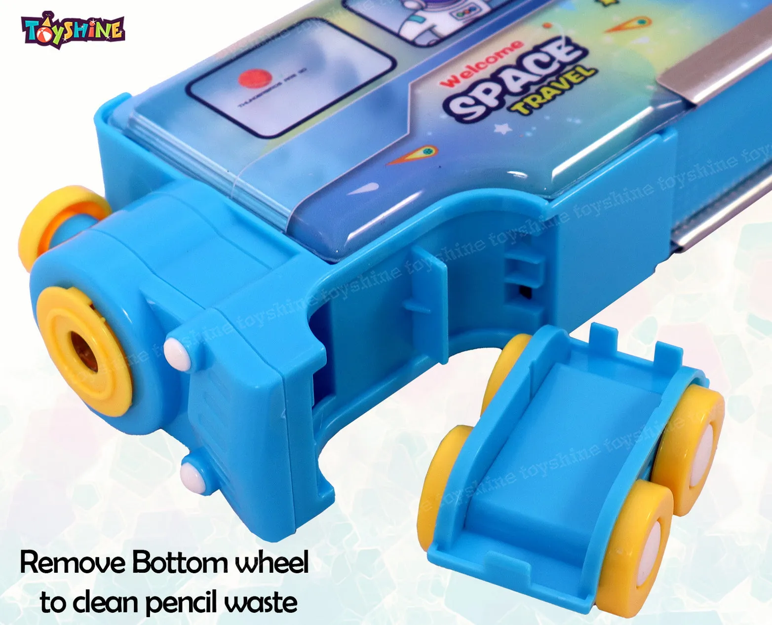 Toyshine Train Pencil Box with Moving Tyres and Sharpner for Kids - Pink / Blue