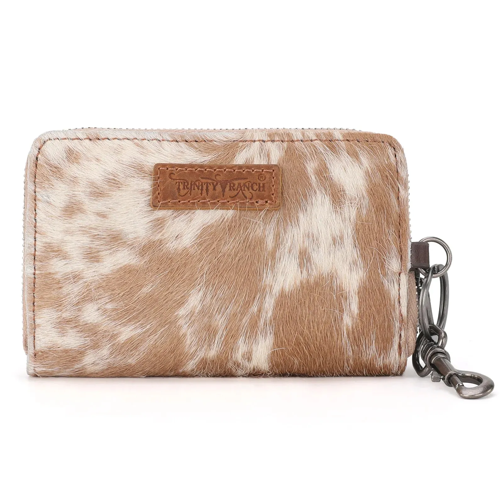 Trinity Ranch Genuine Cowhide Hair-On Floral Tooled Collection Mini Wallet