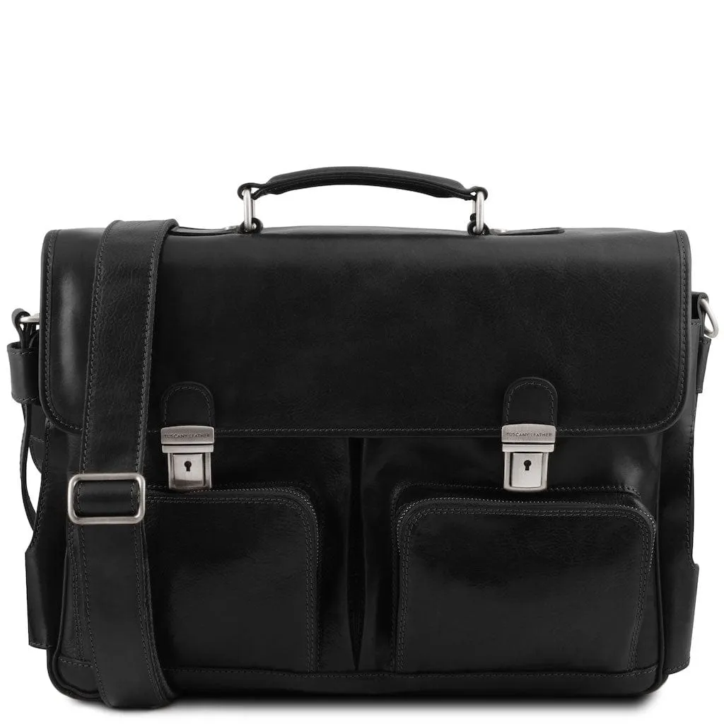 Ventimiglia - Leather multi compartment TL SMART briefcase with front pockets | TL142069