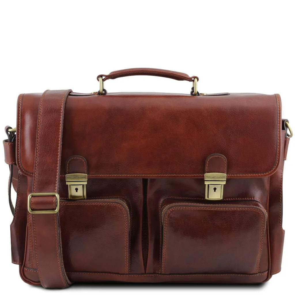 Ventimiglia - Leather multi compartment TL SMART briefcase with front pockets | TL142069