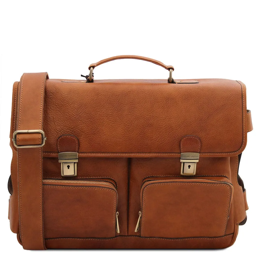 Ventimiglia - Leather multi compartment TL SMART briefcase with front pockets | TL142069