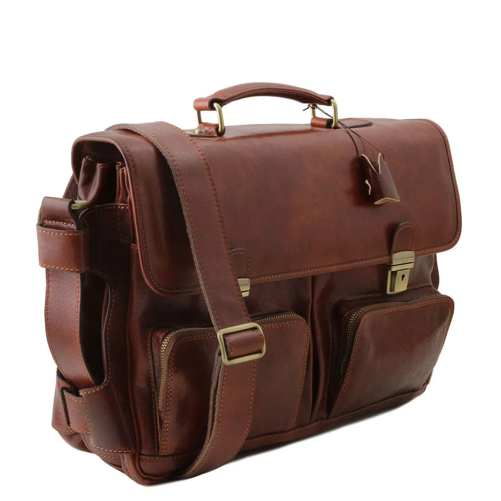 Ventimiglia - Leather multi compartment TL SMART briefcase with front pockets | TL142069