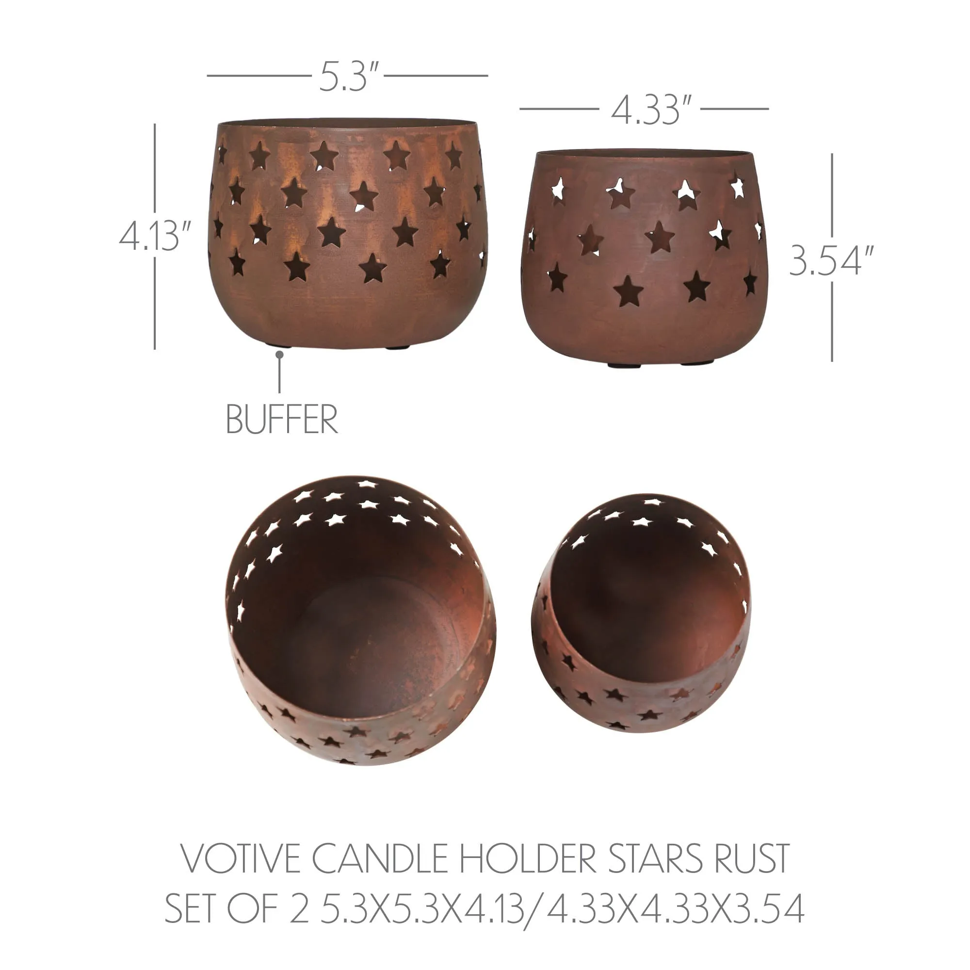 Votive Candle Holder Stars Rust Set of 2