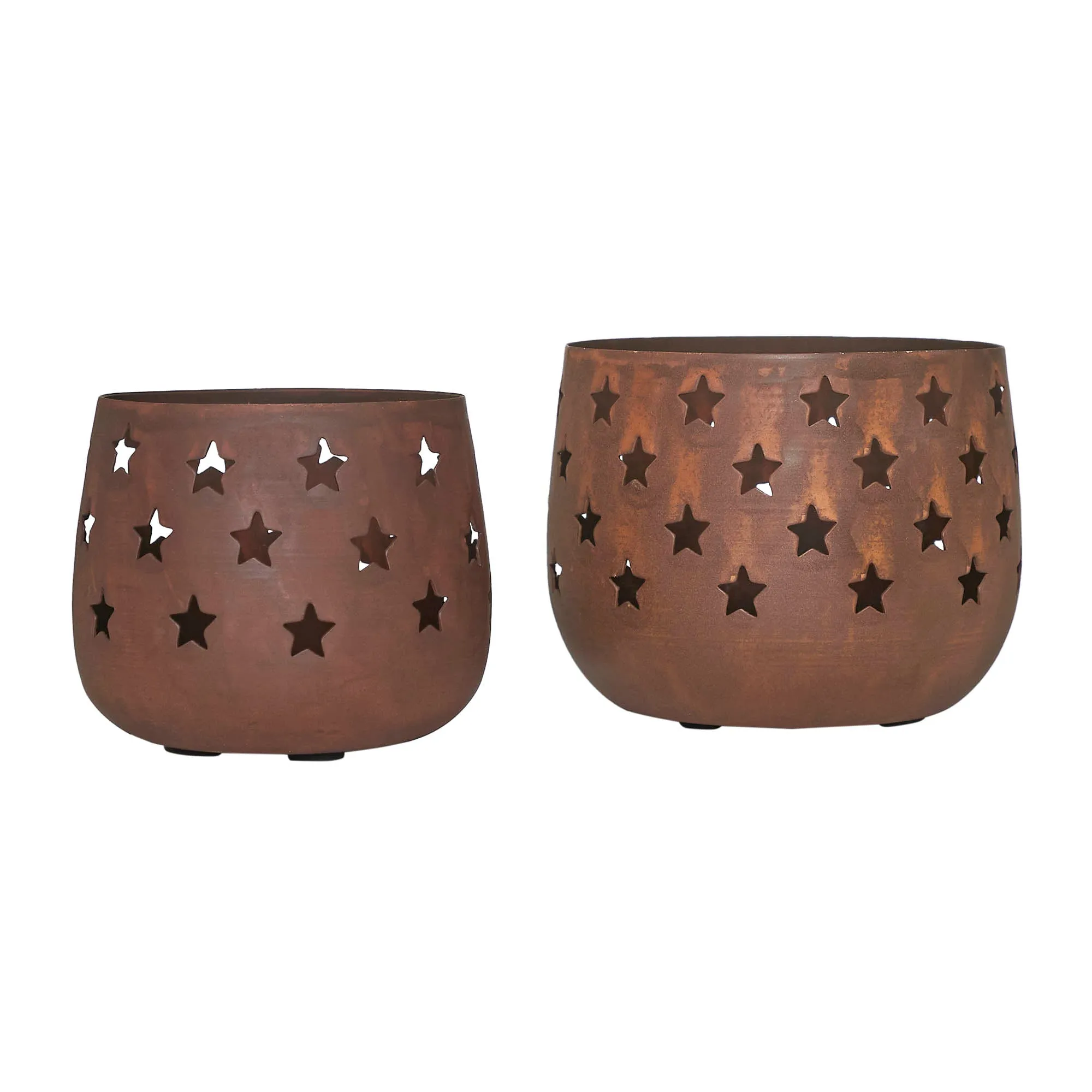 Votive Candle Holder Stars Rust Set of 2