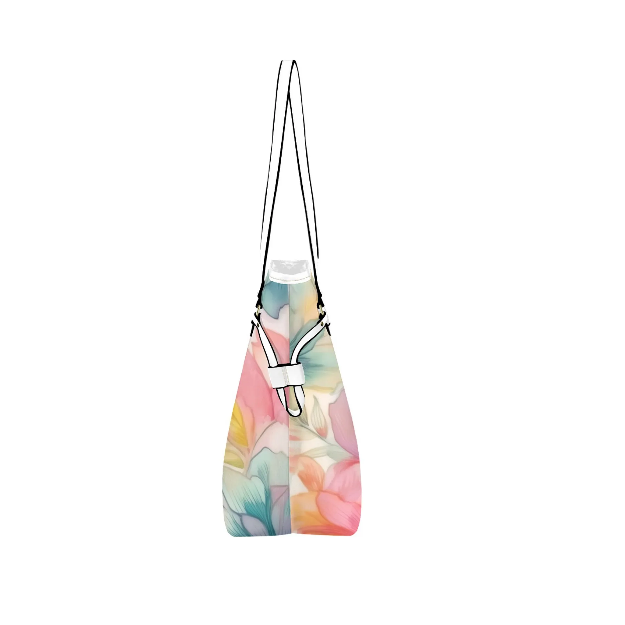 Watercolor Blooms Leather Bag | Pastel Floral Watercolor Pattern | Perfect Gift for Her | Elegant & Durable Fashion Tote