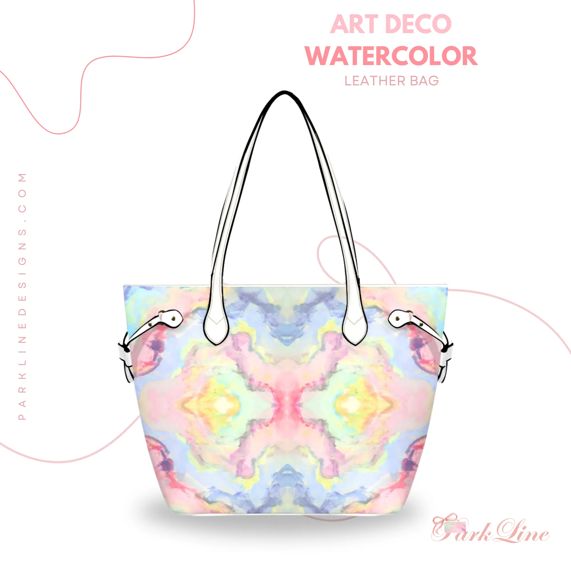 Watercolor Blooms Leather Bag | Pastel Floral Watercolor Pattern | Perfect Gift for Her | Elegant & Durable Fashion Tote