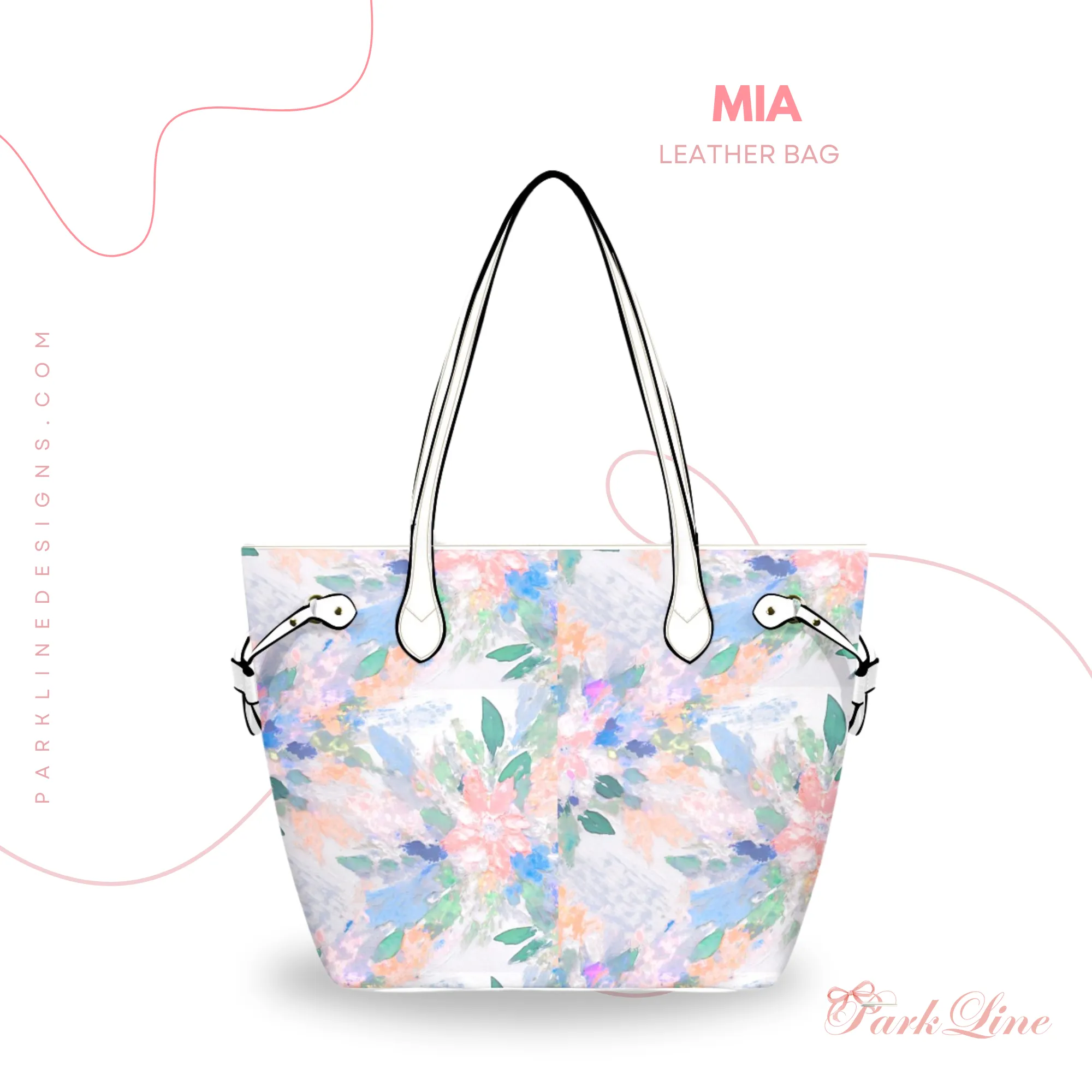 Watercolor Blooms Leather Bag | Pastel Floral Watercolor Pattern | Perfect Gift for Her | Elegant & Durable Fashion Tote