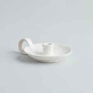 White Speckle, 1/2" Candle Holder with Handle