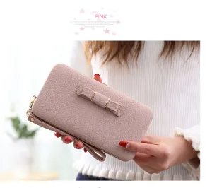 Women Purse bow wallet famous brand card holders cellphone pocket PU leather