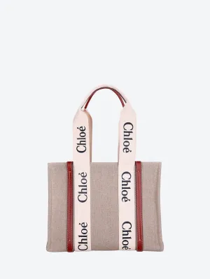 Woody linen medium tote bag