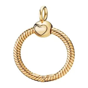 Yellow Gold Moments O Charm Bead Pendant Carrier for Necklaces