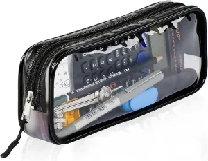 Zamasha Clear Pencil Case Black | 22x4x9 cm Stylish, Practical and Transparent Pencil Case | Versatile Storage for Stationery, Toiletries, Makeup, Travel & Office Supplies